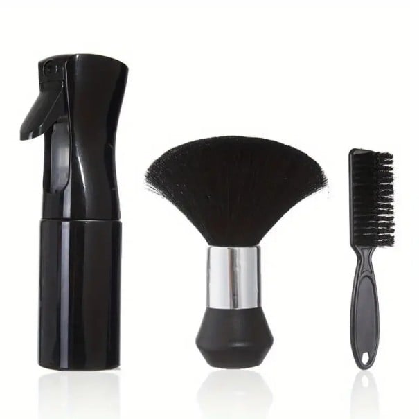 Professionele kappersset 3-in-1 Spray 19 x 5,5 cm Borstel 14 x 9,5 cm Kam 14,5 x 2,7 cm Barber styling accessoires zilver