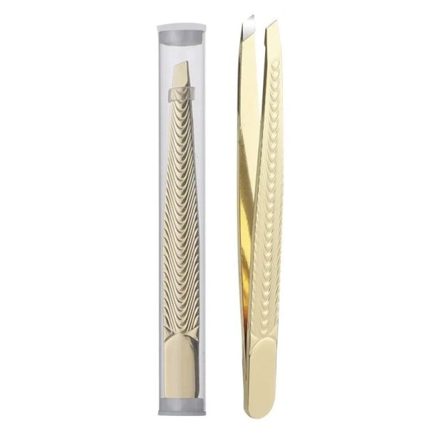Professionele pincet voor wenkbrauwen 9,6 x 1 cm RVS pincet voor wimpers en baarden Cosmetisch hulpmiddel voor vrouwen en mannen goud