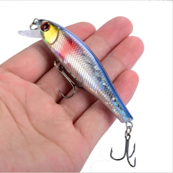 Professionele vishaak minnow wobbler 8,5 cm 9,2 g Realistische zinkende wobbler voor roofvissen Drijvend kunstaas met scherpe dreggen Vishaak voor het spinnen blauw