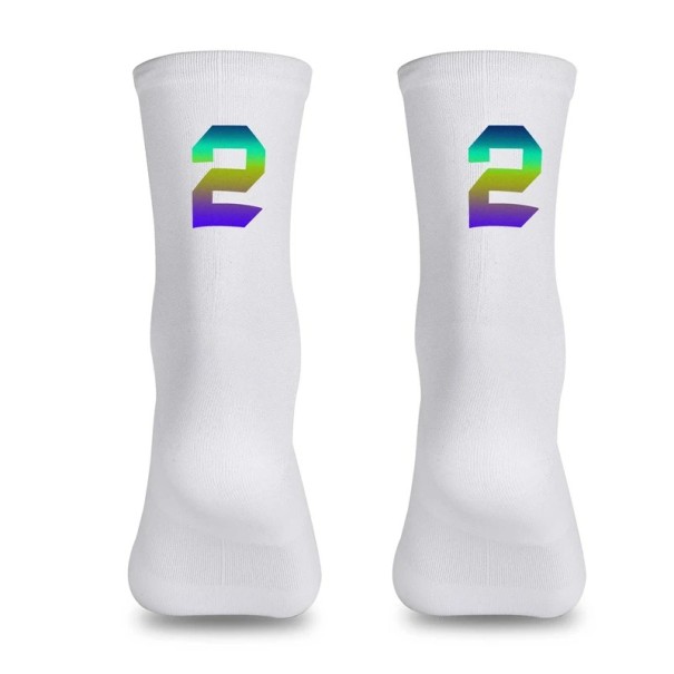 Professionele witte compressie sportsokken unisex EU 39-46 reflecterend ademend fietsen outdoor nylon kniehoog 2