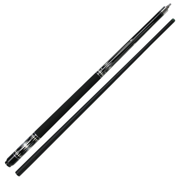 Professionelle Billardqueue Spitze 12,5 mm Karbonfasern und metallische Verbindung Schwarz mit weißem Dekor Für die Spielhalle und den heimischen Billardtisch