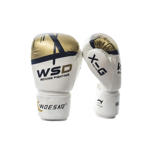 Professionelle Boxhandschuhe 14 oz. Boxtrainingshandschuhe für Herren gold-weiß