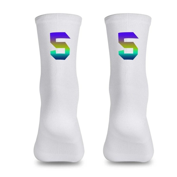 Professionelle hvide kompressionssportssokker unisex EU 39-46 reflekterende åndbare cykling udendørs nylon knæhøje 5