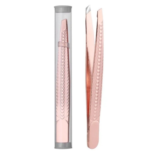 Professionelle Pinzette für Augenbrauen 9,6 x 1 cm Edelstahlpinzette für Wimpern und Bärte Kosmetisches Werkzeug für Frauen und Männer Haarentferner für das Gesicht rosa-gold