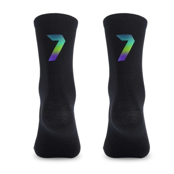 Professionelle sorte unisex sportssokker EU 39-46 reflekterende cykling udendørs åndbar nylon knæhøje 7