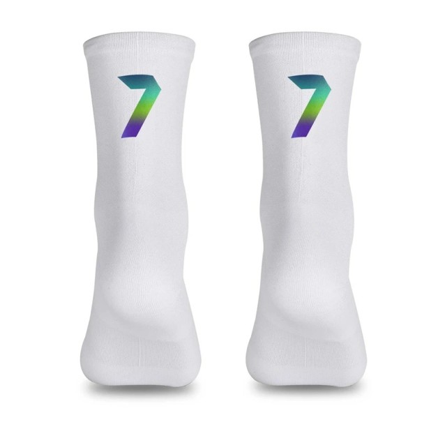 Professionelle weiße Kompressions-Sportsocken Unisex EU 39-46 reflektierend atmungsaktiv Radfahren Outdoor Nylon kniehoch 7