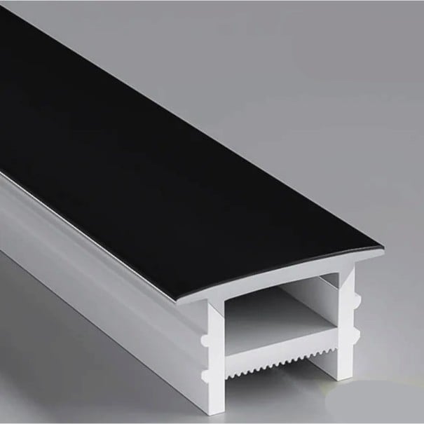 Profil LED flexibil din silicon 12 x 10 mm Cu margine neagră 16,6 mm Lungime 1 m Cu difuzor Pentru încastrare în canelură Pentru bandă LED Fără bandă 1