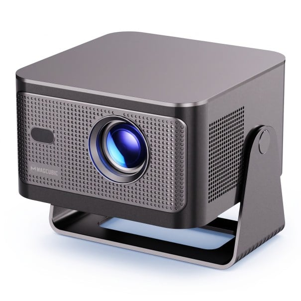 Projecteur Magcubic Google TV Résolution native 1080p 900 lumens ANSI Mise au point automatique Wi-Fi 5 et Bluetooth 5.1 Argent Pour cinéma maison 1