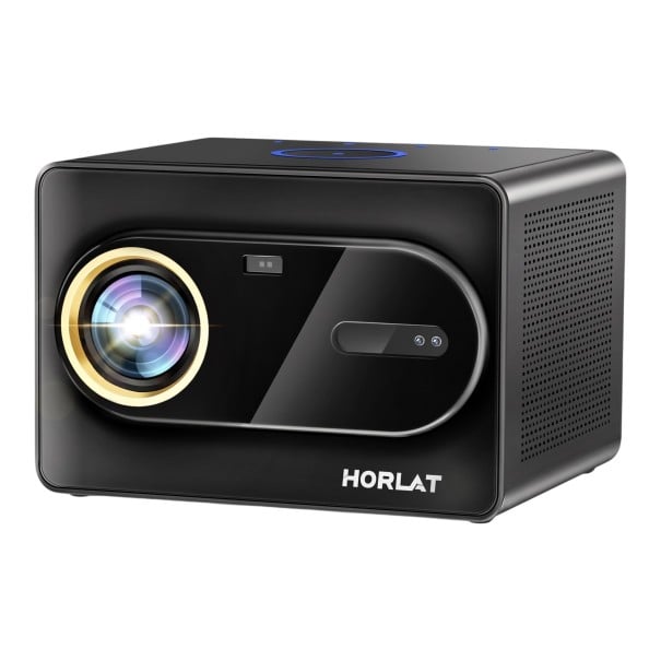 Projector HORLAT X04TVG met Google TV Android 14 Afgedichte optiek Bereik 1,5–9 m 24,6 x 20,7 x 16,9 cm Wi-Fi 6 en Bluetooth 5.4 Zwart Thuisbioscoop 1