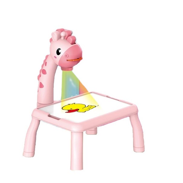 Projekcyjna deska do rysowania 27 x 21 x 18 cm edukacyjna zabawka dla dzieci mała tablica w kształcie żyrafy do rysowania i zabawy różowy