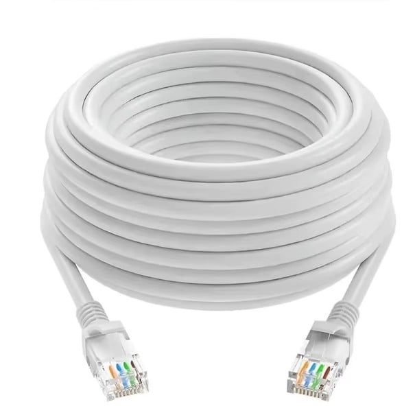 Propojovací ethernet LAN kabel RJ45 1000 Mbps 20 m stíněný síťový kabel pro router počítač a herní konzole stabilní spojení bílá