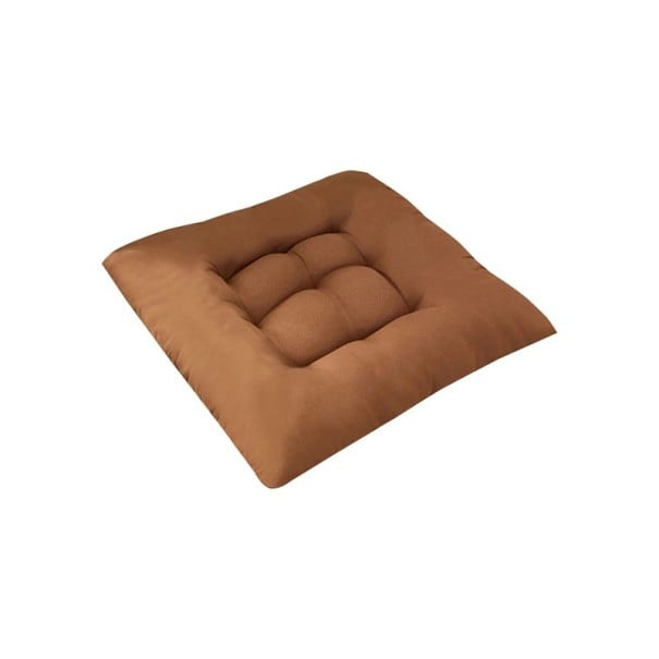 Prošívaný sedací polštář na židli 40 × 35 cm měkký podsedák s upevňovacími šňůrkami pro pohodlné sezení v interiéru hnědá