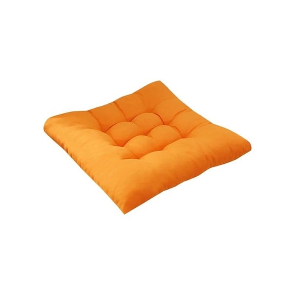 Prošívaný sedací polštář na židli 40 × 35 cm měkký podsedák s upevňovacími šňůrkami pro pohodlné sezení v interiéru oranžová