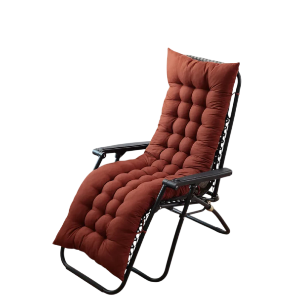 Prošívaný sedák s opěrkou hlavy a sedací částí 180x48 cm polyester s úvazky pro polohovací křeslo zahradní lehátko a houpací křeslo hnědá
