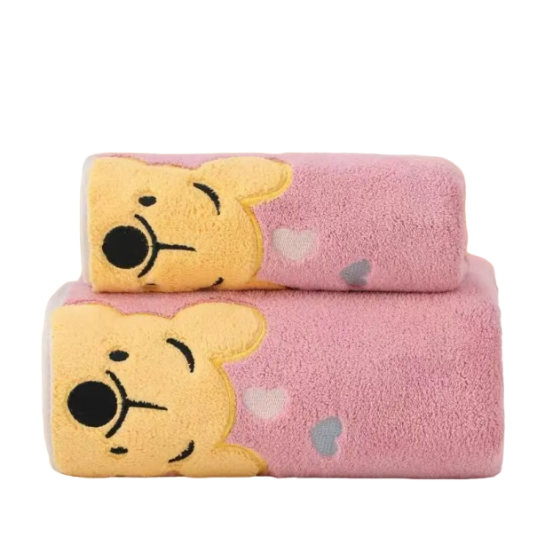 Prosop copii cu imprimeu ursuleț Prosop moale Prosop moale de baie pentru copii 35 x 75 cm roz