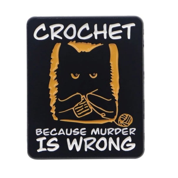 Πρόσθετο μαύρη γάτα με βελονάκι και κείμενο Crochet περίπου 3,3 x 3,1 εκ. διακοσμητικό σήμα με θέμα κουβάρι για σακίδιο ρούχα 1