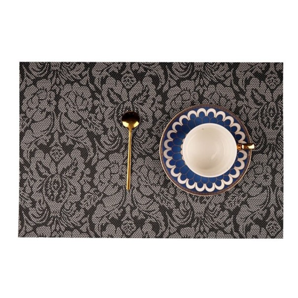 Prostírão com ornamentos de rosas 4 pcs preto