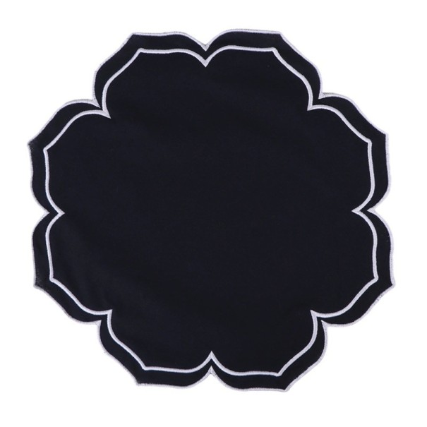 Prostírão de algodão 40,6 x 40,6 cm Forma de flor com borda arredondada Têxtil decorativo para mesa 100% algodão azul escuro