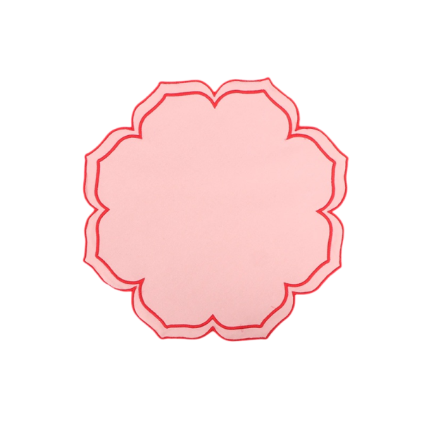 Prostirea din bumbac 40,6 x 40,6 cm Formă florală cu margine arcuită Textile decorative pentru masă 100% bumbac roz