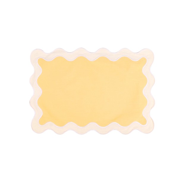 Prostokątne podkładki 48 x 33 cm 100% bawełna Falisty brzeg Zabawny design Dekoracyjna bawełniana podkładka na stół żółty