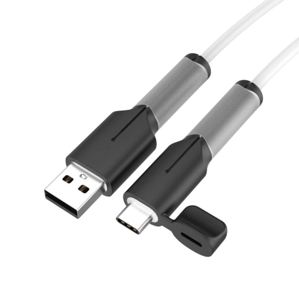 Proteção de silicone para cabo contra quebra - Manga protetora de cabo Tipo A para Tipo C - Manga flexível para maior durabilidade do conector preto