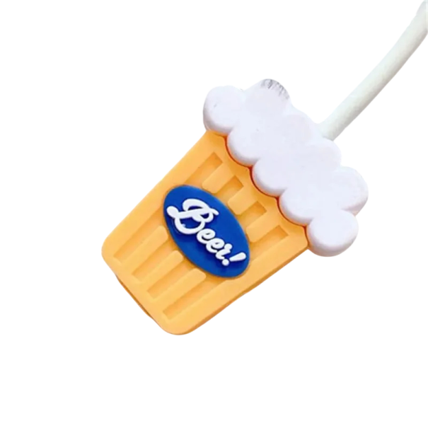 Protecção de cabo de silicone com motivo de cerveja Capa de protecção para cabos de iPhone Plástico macio Decoração e protecção do conector 1