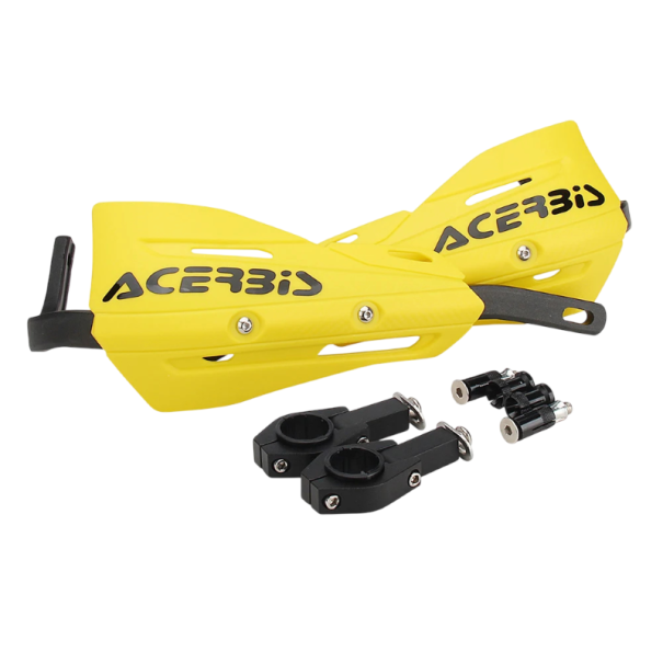 Protecteur de poignée de moto ensemble de 2 pièces protection des leviers de frein, d'embrayage et d'accélérateur longueur 31 cm plastique PP et alliage d'aluminium pour motos cross enduro jaune