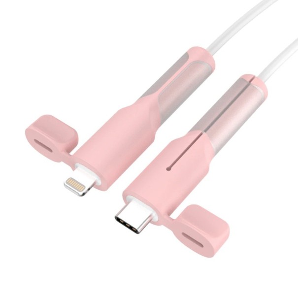 Protecție din silicon pentru cablu împotriva rupturii Mânușă de protecție pentru cablu Tip C la Lightning Prelungirea duratei de viață pentru dispozitivele iPhone roz