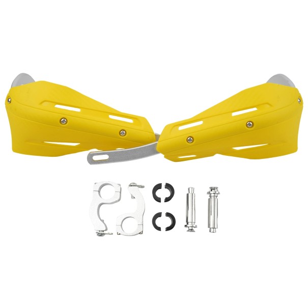 Protecții universale pentru mâini la ghidonul motocicletei 22–28 mm, scuturi colorate rigide cu întărire metalică, protecție împotriva vântului și impactului galben