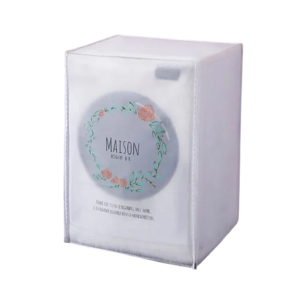 Protective Cover for Top-Loading Washing Machine 86 x 62 x 55 cm Rose Wreath Design with Zip at the Top and Front PEVA Dust and Dirt Cover 1