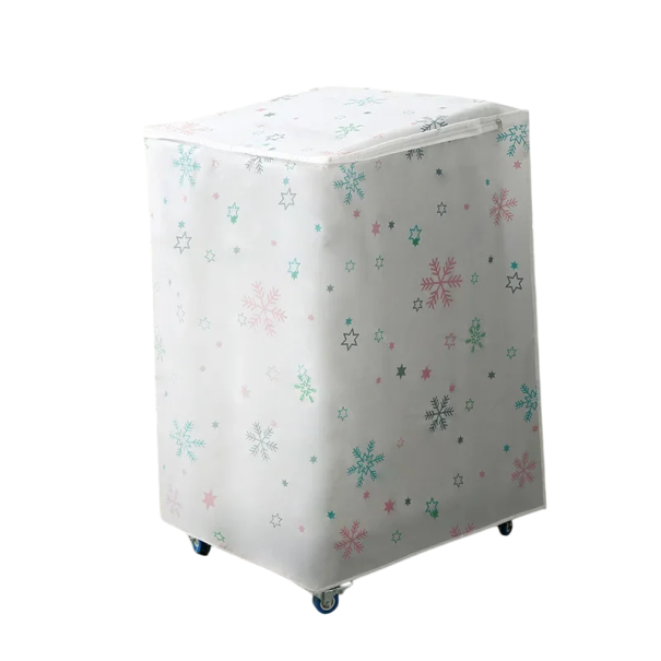 Protective Cover for Top-Loading Washing Machine 86 x 62 x 55 cm Snowflake Design Zip at the Top and Front PEVA Dust and Dirt Protection 1