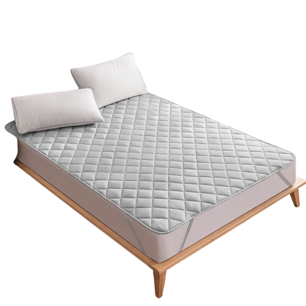 Protector de colchón gris con banda elástica Funda de colchón lavable con protección contra polvo, alérgenos y bacterias Protector de colchón acolchado por ultrasonidos 180 x 200 cm 1