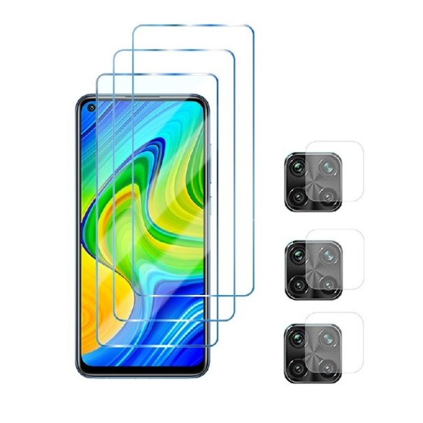 Protector de pantalla de cristal 3 uds y película protectora de cámara 3 uds para Xiaomi Redmi 10 1