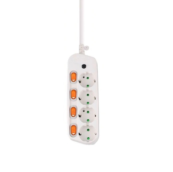 Protector de sobretensiones de 4 tomas con interruptores 2,5 m