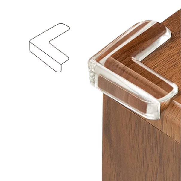 Protectores de esquinas para muebles transparentes en forma de L, fabricados en PVC blando, juego de 8 piezas, para absorber impactos y proteger a los niños de esquinas afiladas. 1