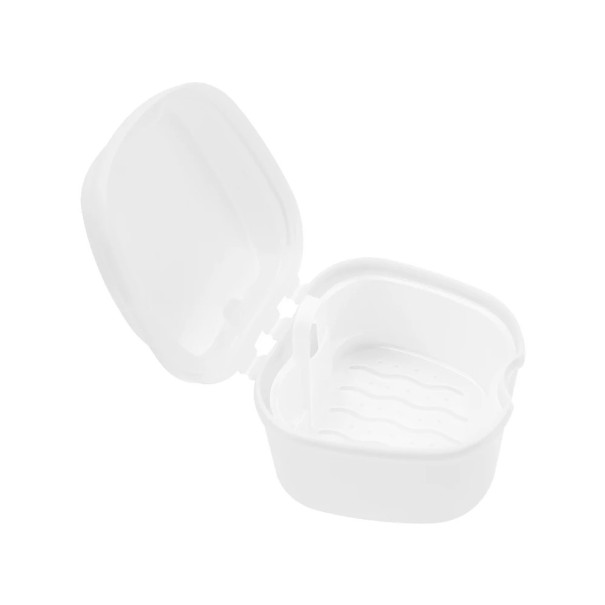 Proteesilaatikko 8,5 x 8 x 6,5 cm Proteesien säilytyslaatikko Kansi Hygieeninen säilytys Käytännöllinen matkalaatikko valkoinen