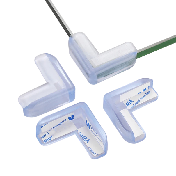 Protetores de canto transparentes em forma de L em PVC macio, conjunto de 4 peças para segurança das crianças e proteção de cantos afiados de mesas 1