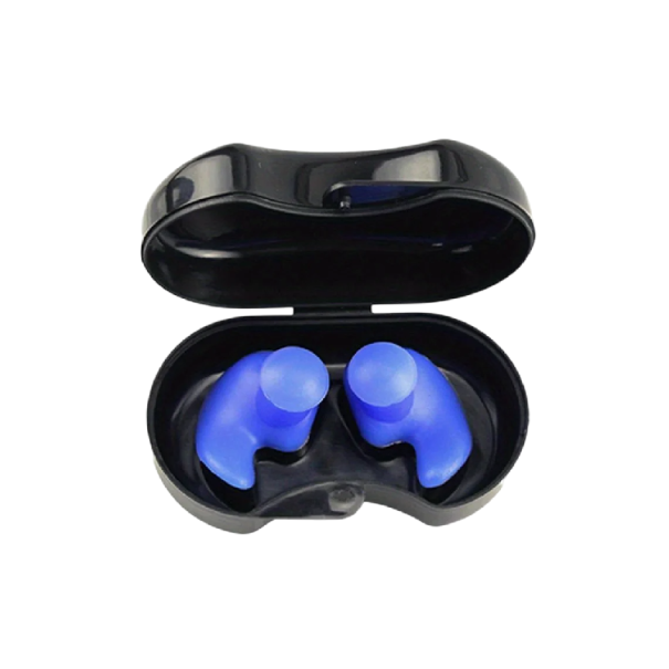 Protetores de ouvidos de silicone à prova de água para natação 3 x 2,5 cm Reutilizáveis com caixa de armazenamento para piscina e chuveiro azul
