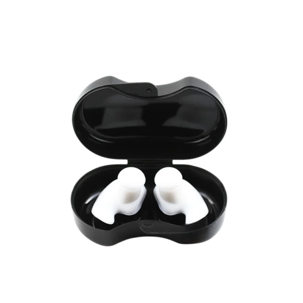 Protetores de ouvidos de silicone à prova de água para natação 3 x 2,5 cm Reutilizáveis com caixa de armazenamento para piscina e chuveiro branco