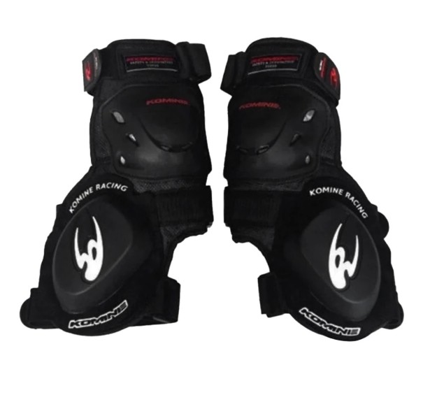 Protezioni per ginocchia nere professionali con guscio rigido e imbottitura Cinghie regolabili Equipaggiamento protettivo per gare di motocross e guida sportiva 1