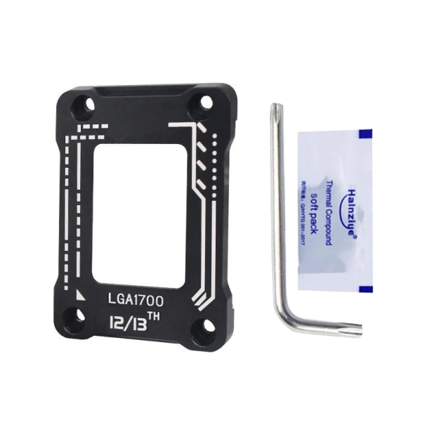 Protiohybinen alumiinirunko 7 x 5 cm LGA1700-kannalle Emolevyn vahvistaminen CPU-jäähdyttimen suojaaminen Prosessorin vakaa asennus musta