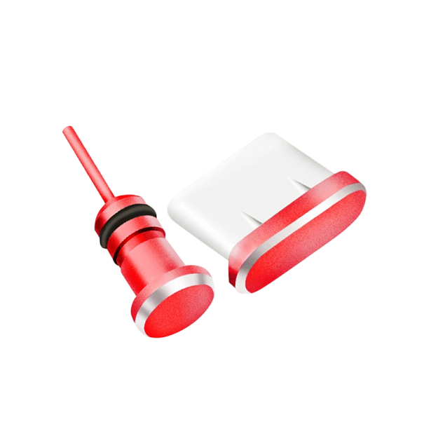 Protiprachový konektor USB-C a 3,5 mm jack Ochrana portov pre Samsung S8 S9 S10 Poznámka 8 9 Huawei P10 P20 P30 SIM zásuvka Slúchadlá červená
