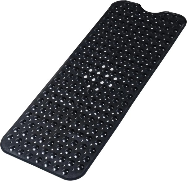 Protiskluzová podložka do vany s přísavkami, 40 x 100 cm, dlouhá rohož pro bezpečné sprchování a koupel černá