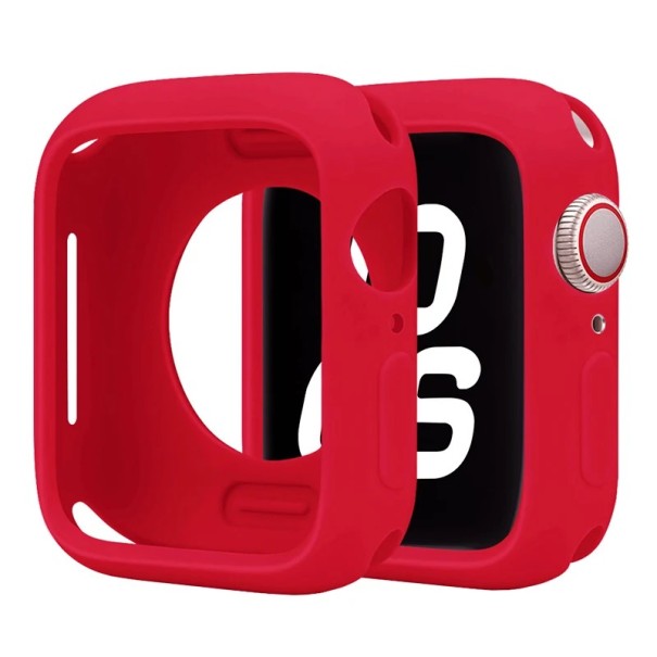 Protiškrábancový kryt rámečku pro Apple Watch 44 mm Series 6 5 4 SE Měkký silikonový nárazník ochranné pouzdro iWatch odolný obal červená