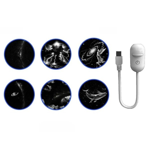 Proyector estelar del cielo nocturno con 10 discos intercambiables de galaxias Saturno ángel LED alimentación USB luz nocturna blanca para coche 1