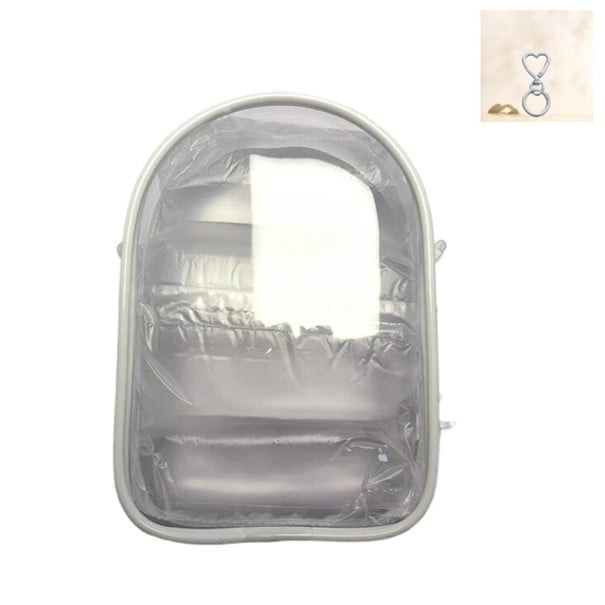 Průhledná cestovní taštička s přívěskem 15×10,5×5 cm PVC pro organizaci kosmetiky, drobností a hygienických potřeb bílá