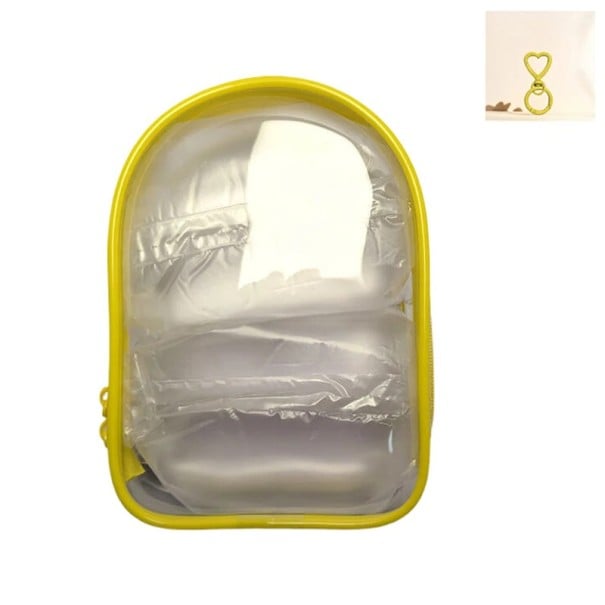 Průhledná cestovní taštička s přívěskem 15×10,5×5 cm PVC pro organizaci kosmetiky, drobností a hygienických potřeb žlutá