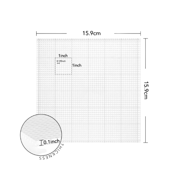 Průhledná fotopolymerová podložka s mřížkou 15,9 × 15,9 cm nízkolepivá pracovní podložka pro šablonování a tvoření 1