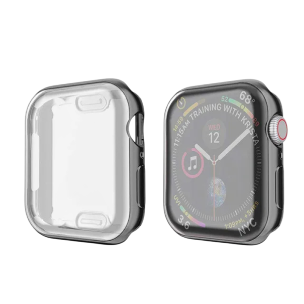 Průhledné pouzdro pro Apple Watch 45 mm Series 7 8 9 Ochranný kryt s ochranou displeje 360° Transparentní kryt iWatch ochrana obrazovky černá