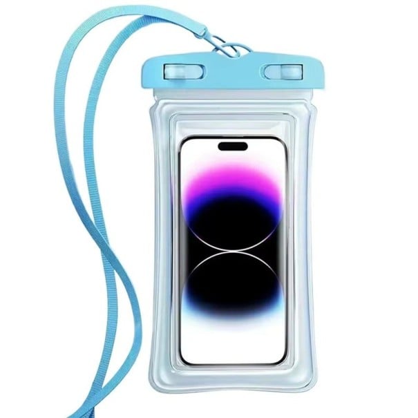 Průhledné vodotěsné pouzdro na telefon do 7,0" PVC Dotykové krytí Plavecké a podvodní pouzdro Uzavřené se šňůrkou 22x10,6 cm modrá